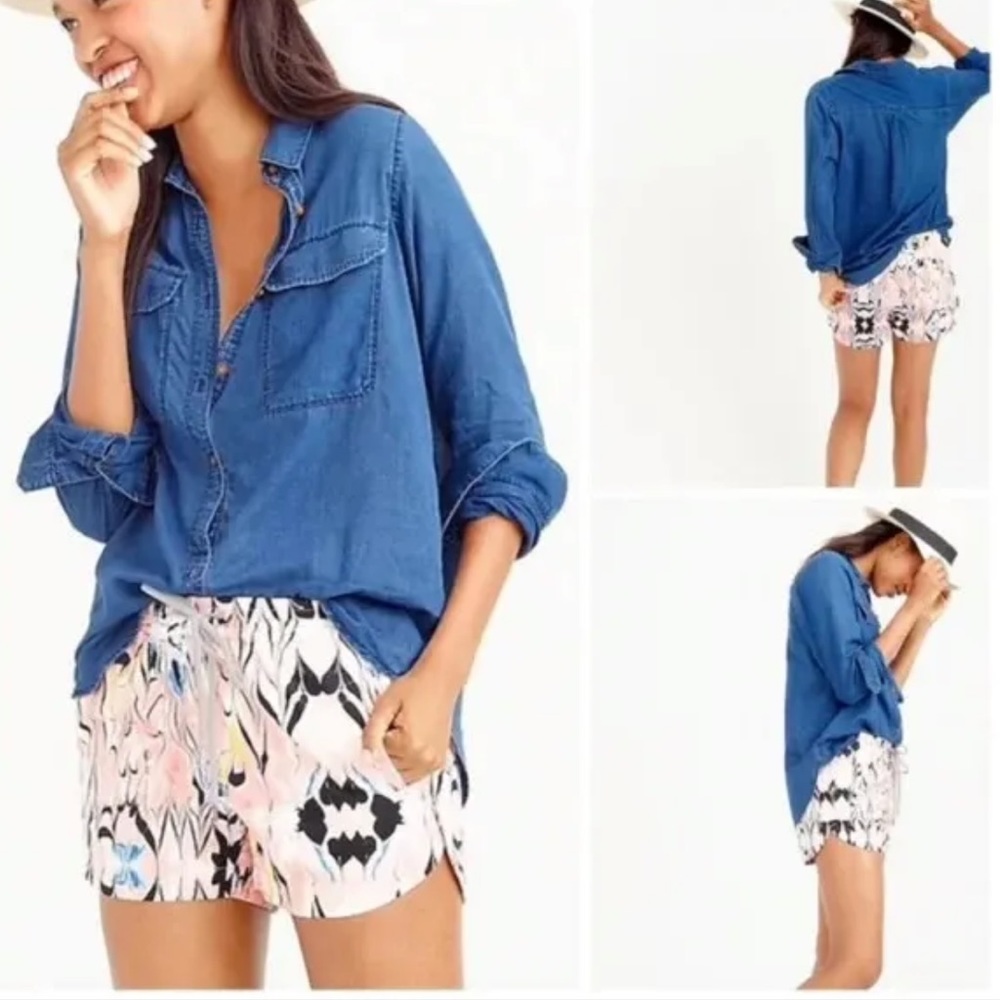 J CREW Pink Marble Easy Jogger Pull-On Shorts Size Medium